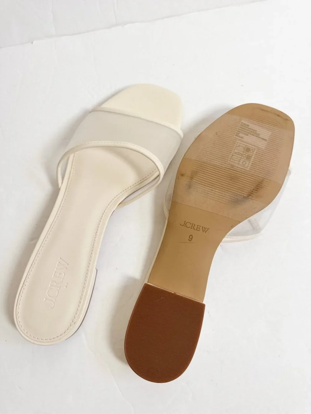J.Crew Dust Ivory Mesh Slide Sandals Size 9 Minimalist Summer